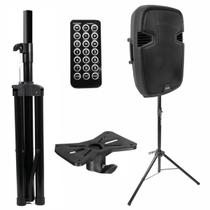 Kit Caixa Som Ativa 12 Polegadas 350w Rms + Tripé Pedestal