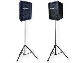 Kit caixa som ativa passiva 8" 300w tripé datrel bt prof