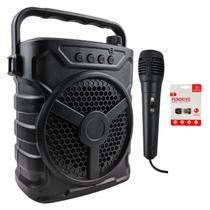Kit Caixa Som Potente Portátil Microfone Bt Fm Mini Pendrive