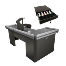 KIT - Caixa Supermercado Empacotador Check-out 2m Recorte + Caixa Dinheiro Manual Preto