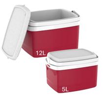 Kit Caixa Térmica 12 + 5 Litros Cooler Alimentos Bebidas Praia Camping - Soprano