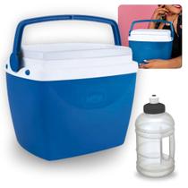 Kit Caixa Termica Azul Cooler Pequeno 6 L Mor + Garrafa Squeeze 500 Ml para Lanches e Bebidas