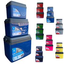 Kit Caixa térmica Cooler 7,5L + 15L + 30L Alça Tampa bandeja FloripaUnitermi Cerveja Praia Churrasco