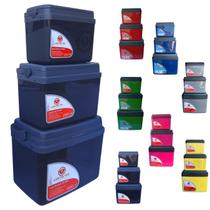 Kit Caixa térmica Cooler 7,5L + 15L + 30L Alça Tampa bandeja FloripaUnitermi Cerveja Praia Churrasco
