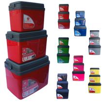 Kit Caixa térmica Cooler 7,5L + 15L + 30L Alça Tampa bandeja FloripaUnitermi Cerveja Praia Churrasco