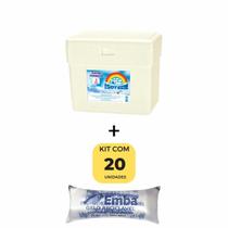 Kit Caixa Térmica de Isopor 3 litros + 20 Gelos Reutilizáveis 4x9 45ml/45gr Emba