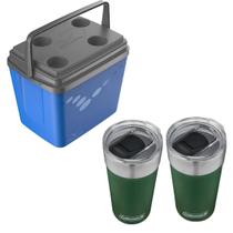 Kit Caixa Térmica Pop 32qt 34L Invicta E Copos Térmicos Com Tampa E Abridor 600ml Verde Oliva Coleman