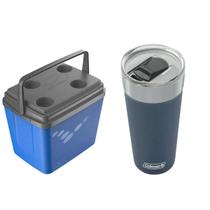 Kit Caixa Térmica Pop Incess 34qt 32L Invicta E Copo Térmico Com Tampa E Abridor Azul 600ml Coleman