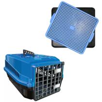 Kit Caixa Transporte N3 P/ Cachorros E Tapete Higienico Azul
