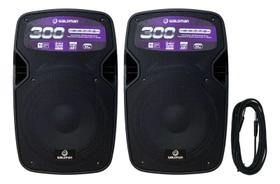 Kit caixas ativa / passiva 10' fk-300x + suporte tripé + cabo 6 metros