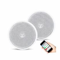 Kit Caixas De Embutir Sistema Som Ambiente Bluetooth Branca Redonda