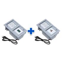 Kit Caixas De Tomadas 4 Blocos 2 Tomadas 10A 2USB e 3USB Kit Caixas De Tomadas 4 Blocos 2 Tomadas 10A 2USB e 3USB