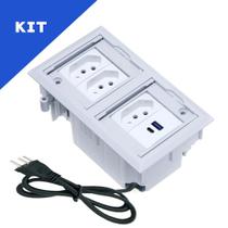 Kit Caixas De Tomadas 4 Blocos 3 Tomadas 10A 2USB (1 TipoC) Kit Caixas De Tomadas 4 Blocos 3 Tomadas 10A 2USB (1 TipoC)