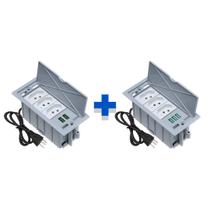 Kit Caixas De Tomadas 4 Blocos Basculante 3Tom 10A 2USB 3USB