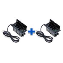 Kit Caixas De Tomadas 4 Blocos Basculante 3Tom 10A 2USB 3USB