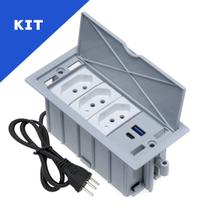 Kit Caixas De Tomadas 4 Blocos Basculante 3Tom 10A USB C