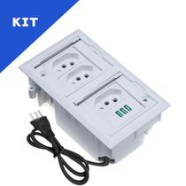 Kit Caixas De Tomadas 4 Blocos Com 3 Tomadas 20A 3USB Branco Kit Caixas De Tomadas 4 Blocos Com 3 Tomadas 20A 3USB Branco