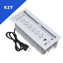 Kit Caixas De Tomadas 7 Blocos 6 Tomadas 10A 2 USB 1 Tipo C