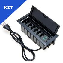 Kit Caixas De Tomadas 7 Blocos 6 Tomadas 10A 3 USB 5.2A PT