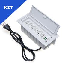 Kit Caixas De Tomadas 7 Blocos 6 Tomadas 20A 2 USB 4.9A BR