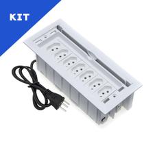 Kit Caixas De Tomadas 7 Blocos Com 7 Tomadas 10A Branco