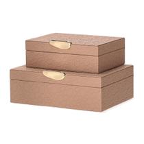 Kit caixas em mdf com revest. sintético rose 2 pçs Kit caixas em mdf com revest. sintético rose 2 pçs