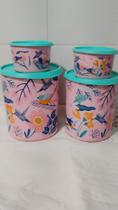Kit caixas instantâneas 4 peças decoradas passarinho Tupperware original