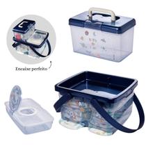 Kit caixas organizadora farmácia + fraldas + porta lenço umedecido - menino / menina
