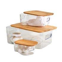 Kit Caixas Organizadoras Acrilico e Tampa Bambu Porta Objetos 12 UN