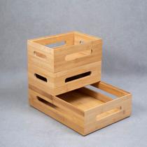 Kit caixas organizadoras bambu empilháveis vazada 3 pç-Oikos