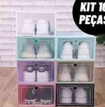 Kit Caixas Organizadoras Para Tênis Sapatos Multiuso Empilhável Tampa Flip Feminino Masculino