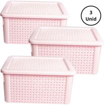 Kit Caixas Organizadoras Rattan 7 Litros Rosa Kit Caixas Organizadoras Rattan 7 Litros Rosa