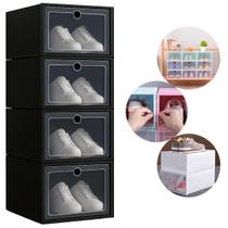 Kit Caixas Organizadoras Sapatos Acrílico Transparente Empilhável Tampa Frontal Closet Modular