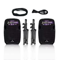 Kit Caixas Som Ativa E Passiva Fk-240x 8" Par Tripés Waldman