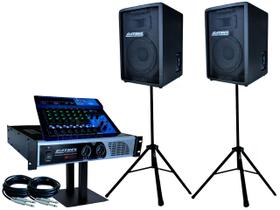 Kit caixas som passiva 8p 300w mesa tripé datrel potência