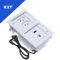 Kit Caixas Tomadas Embutir 2 Tom 10A 1 USB Dados 1 RJ-45 BR