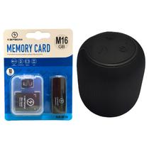 Kit Caixinha de Som Portátil Potente Bluetooth Preto Usb Micro Sd Rádio FM e Cartão de Memória 16GB Classe 10 de Celular