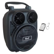 Kit Caixinha de Som Potente Portátil Pequeno 5W Usb Micro Sd Rádio FM e Mini Pendrive Metálico 16Gb Usb2.0 Rápido Seguro - Kimiso