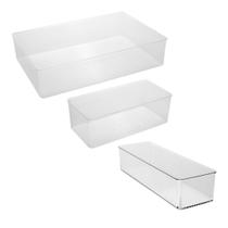 Kit Caixinhas Organizadoras De Poliestireno My Box Incolor 3 Tamanhos P M G Organize Sua Casa