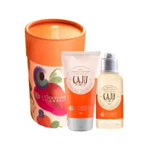 Kit Caju Tamanho Viagem LOccitane Sabonete Líquido em Óleo 50ml + Creme Hidratante Firmador 50ml + Mini Caixa Present
