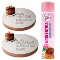 Kit Cake Board 25cm 28cm e Unta Forma 400ml Bolo Confeitaria Kit Cake Board 25cm 28cm e Unta Forma 400ml Bolo Confeitaria