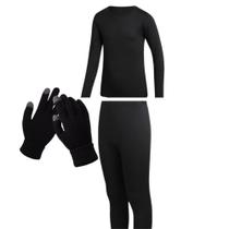Kit Calça Blusa Térmica Infantil Luva Inverno Frio Feminino