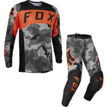 Kit Calça + Camisa Fox 180 BNKR Camo Laranja