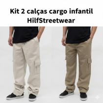 Kit Calça Cargo Infantil 100% Algodão em Sarja/Jeans