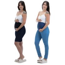 Kit Calça e Short Jeans para Gestante Cos Confortável Combo Gravida Kit Calça e Short Jeans para Gestante Cos Confortável Combo Gravida