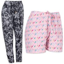 Kit Calça E Short Liganete Estampado Feminino Cós Elástico