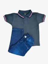 Kit calça jeans e Polo Malha Piquet Infantil .