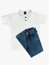 Kit calça jeans e Polo Malha Piquet Infantil .