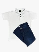 Kit calça jeans e Polo Malha Piquet Infantil .