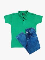 Kit calça jeans e Polo Malha Piquet Infantil .